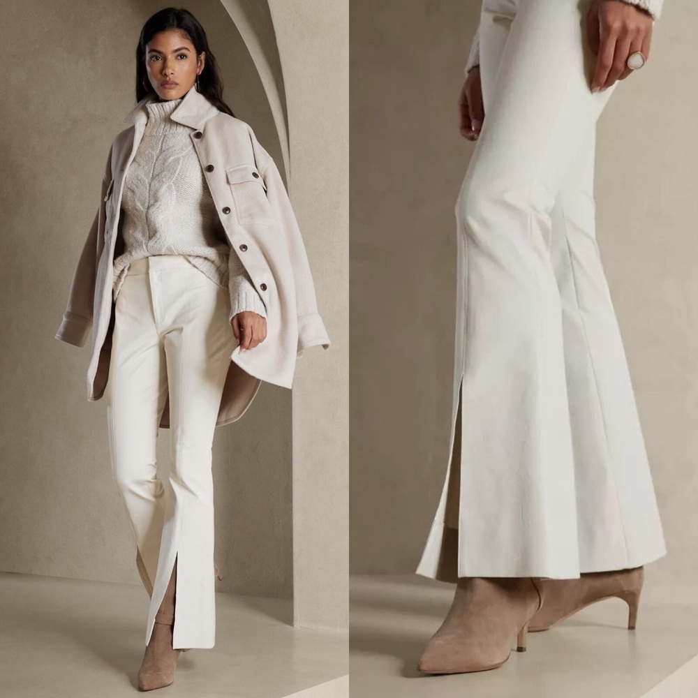 BANANA REPUBLIC Split Hem Flare Sloan Pant NWT. Size 2 long 34” inseam. Cream